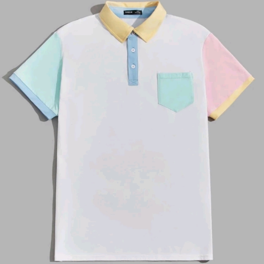 Manfinity Hypemode Mens Cotton Colorblock Pocket Detail Polo Shirt Medium